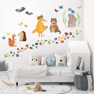 Adesivo murale - Mr. & Mrs. Panda - Abitanti della foresta e piccoli amici