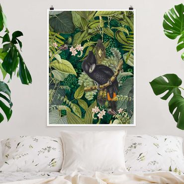 Poster - Colorato collage - Cacatua In The Jungle - Verticale 4:3