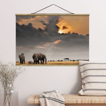 Foto su tessuto da parete con bastone - Elephant Savanna - Orizzontale 2:3