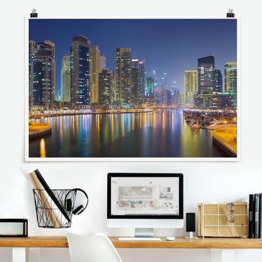 Poster - Dubai Night Skyline - Orizzontale 2:3