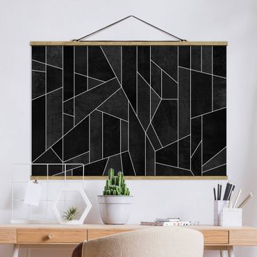Foto su tessuto da parete con bastone - Elisabeth Fredriksson - Bianco e nero geometrico Acquarello - Orizzontale 2:3