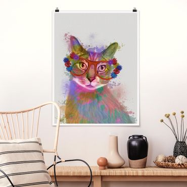 Poster - Arcobaleno Splash Cat - Verticale 4:3