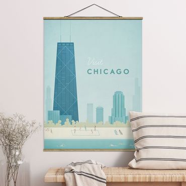 Foto su tessuto da parete con bastone - Poster viaggio - Chicago - Verticale 4:3
