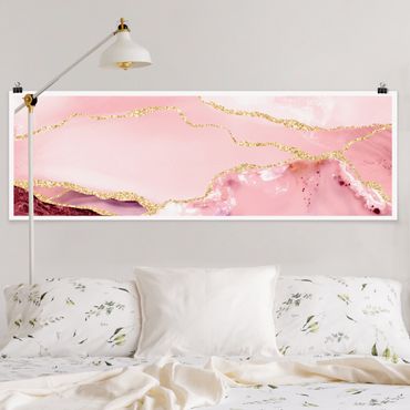 Poster - Estratto Monti rosa con Golden Lines - Panorama formato orizzontale