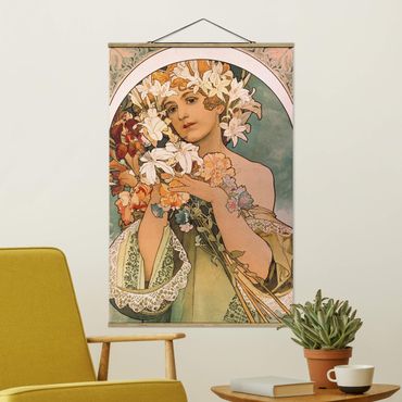 Foto su tessuto da parete con bastone - Alfons Mucha - Fiore - Verticale 3:2