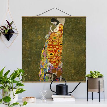 Quadro su tessuto con stecche per poster - Gustav Klimt - Speranza II - Quadrato 1:1