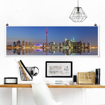 Poster - Toronto City Skyline Prima Lago Ontario - Panorama formato orizzontale