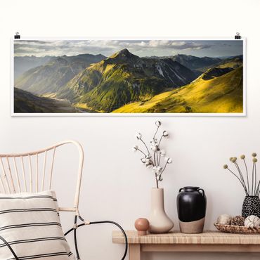 Poster - Montagne e valle delle Alpi Lechtal in Tirolo - Panorama formato orizzontale