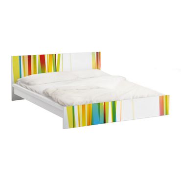 Carta adesiva per mobili IKEA - Malm Letto basso 160x200cm Rainbow Stripes