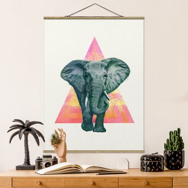 Foto su tessuto da parete con bastone - Laura Graves - Illustrazione Elephant anteriore Triangolo Pittura - Verticale 4:3