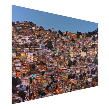 Quadro in alluminio - Rio De Janeiro favela Sunset