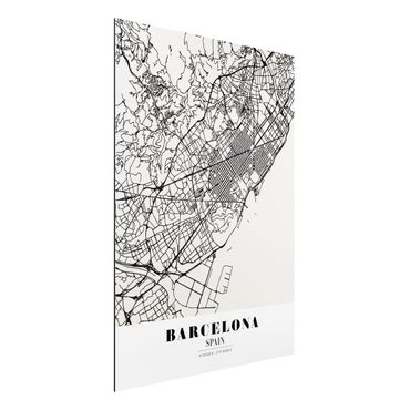 Quadro in alluminio - Barcelona City Map - Classic