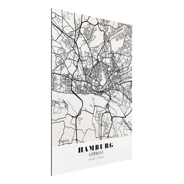 Quadro in alluminio - Hamburg City Map - Classic