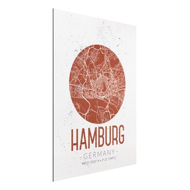 Quadro in alluminio - Hamburg City Map - Retro
