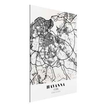 Quadro in alluminio - Havana City Map - Classic