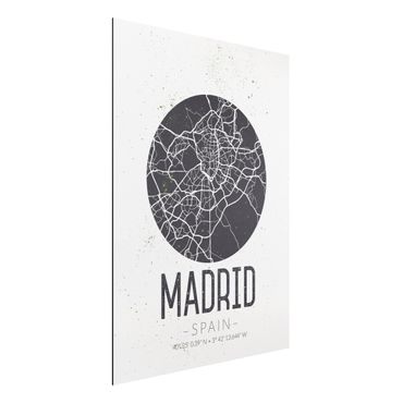 Quadro in alluminio - Madrid City Map - Retro