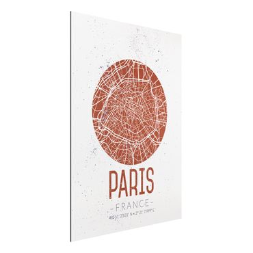 Quadro in alluminio - Paris City Map - Retro