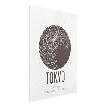 Quadro in alluminio - Tokyo City Map - Retro