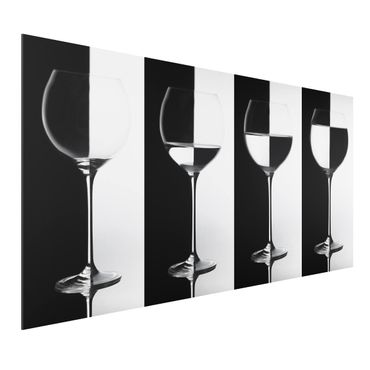 Quadro in alluminio - Wine Glasses Black & White