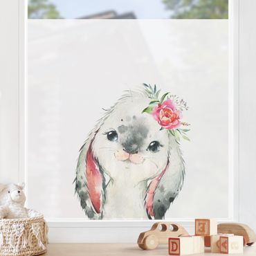 Decorazione per finestre - Acquerello - Sguardo di un coniglio