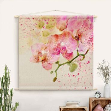 Arazzo da parete - Orchidee in acquerello