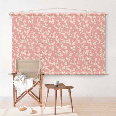 Arazzo da parete - Motivo asiatico con fiori di ciliegio in rosa