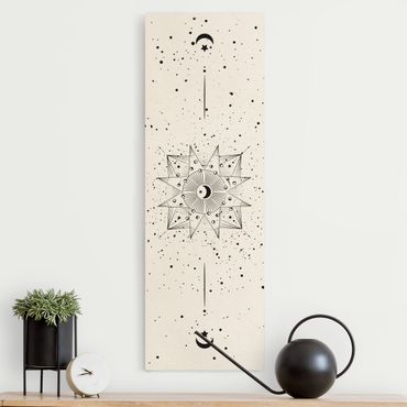 Quadro su tela naturale - Astrologia luna e magia in nero - Formato verticale 1:3