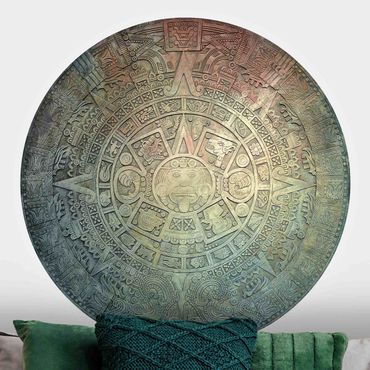 Carta da parati rotonda autoadesiva - ornamentazione Aztec nei circoli