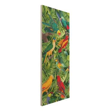 Stampa su legno - Colorato collage - Parrot In The Jungle - Pannello