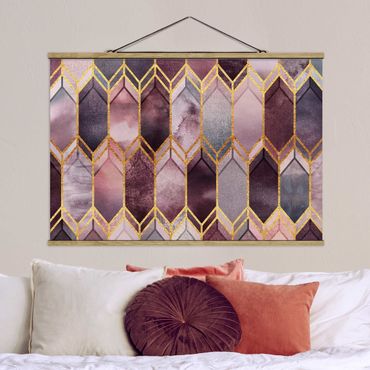 Foto su tessuto da parete con bastone - Elisabeth Fredriksson - Stained Glass geometrica in oro rosa - Orizzontale 2:3