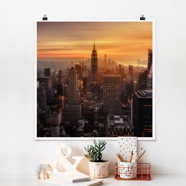Poster - Manhattan Skyline Evening - Quadrato 1:1