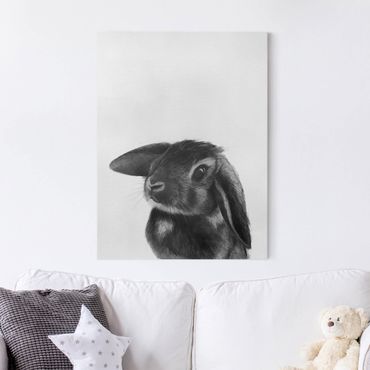 Quadri su tela - Illustrazione Coniglio bianco e nero Disegno