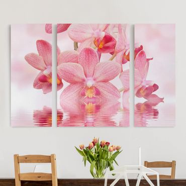 Stampa su tela 3 parti - Pink Orchids On Water - Trittico