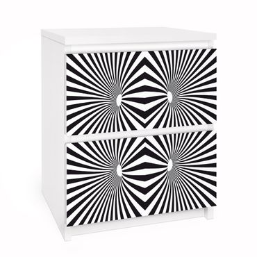 Carta adesiva per mobili IKEA - Malm Cassettiera 2xCassetti - Psychedelic black and white pattern