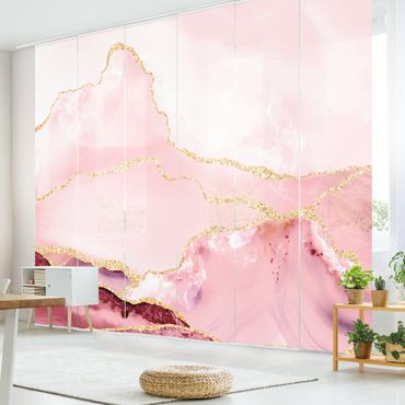 Tende scorrevoli set - Estratto Monti rosa con Golden Lines - 6 Pannelli
