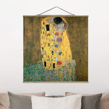 Quadro su tessuto con stecche per poster - Gustav Klimt - Il bacio - Quadrato 1:1