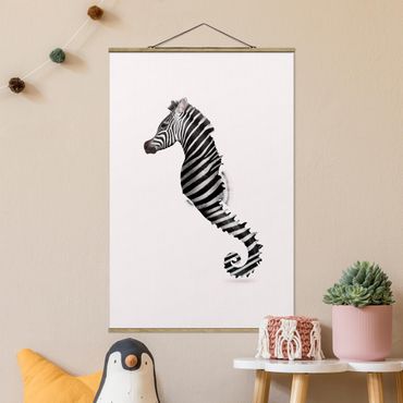 Foto su tessuto da parete con bastone - Seahorse Con Zebra Stripes - Verticale 3:2