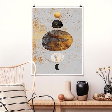 Poster - Sole e Luna in oro Luster - Verticale 4:3