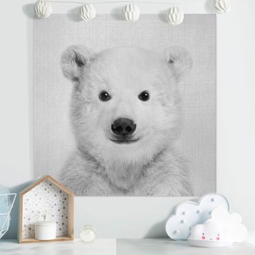 Stampa su tela - Piccolo orso polare Emil in bianco e nero - Quadrato 1:1