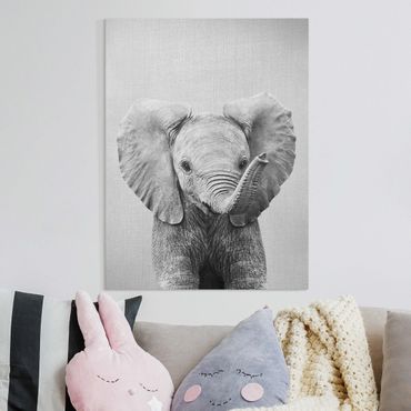 Stampa su tela - Elefantina Elsa in bianco e nero - Formato verticale 3:4