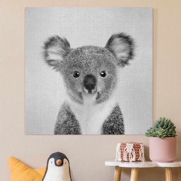 Stampa su tela - Piccolo koala Klara in bianco e nero - Quadrato 1:1