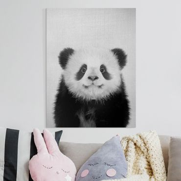 Stampa su tela - Piccolo panda Prian in bianco e nero - Formato verticale 3:4