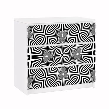 Carta adesiva per mobili IKEA - Malm Cassettiera 3xCassetti - Abstract ornament black and white