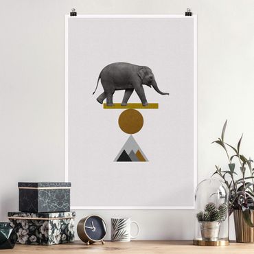 Poster - Elefante nell'arte dell'equilibrio