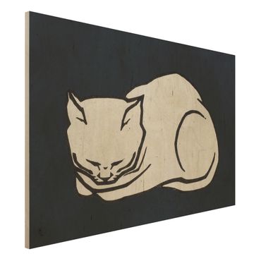 Stampa su legno - Illustrazione di gatto che dorme - Orizzontale 2:3