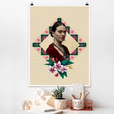 Poster - Frida Kahlo - fiori e Geometria - Verticale 4:3