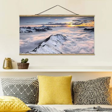 Foto su tessuto da parete con bastone - Vista Delle nuvole e montagne - Orizzontale 1:2