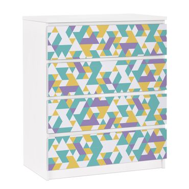 Carta adesiva per mobili IKEA - Malm Cassettiera 4xCassetti - No.RY33 Lilac Triangles