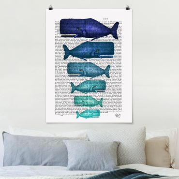 Poster - Lettura di animali - Whale Famiglia - Verticale 4:3