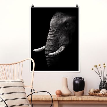 Poster - Scuro Elephant Portrait - Verticale 4:3